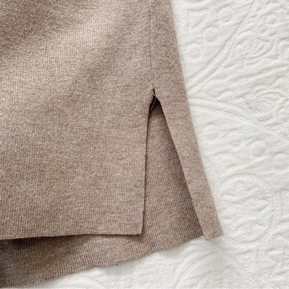 Zara Girls' Knit Sweater Tunic with Side Slit, Taupe - Picture 3 of 4